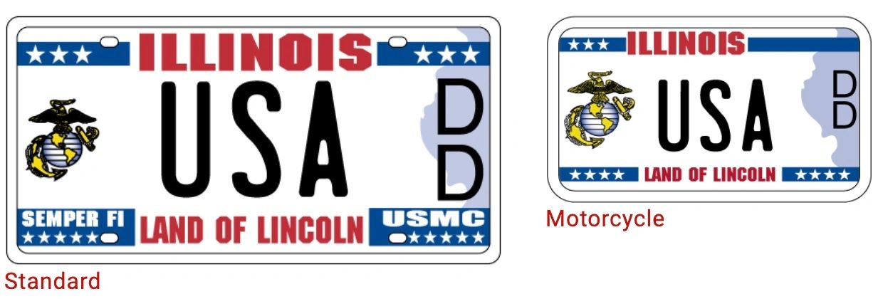 Illinois Marine Corps license plates — Standard and Motorcycle